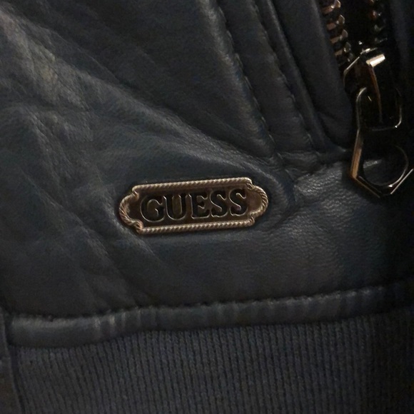GUESS Dark Green Leather Jacket - Picture 2 of 8